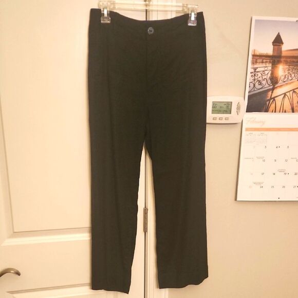 Maeve by Anthropologie "Colette" Black Cropped Wide-leg Linen Blend Pants Size 0 - Picture 1 of 12